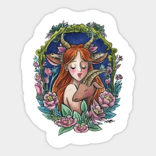 Zodiac Sign Capricorn Art Deco Watercolour Sticker